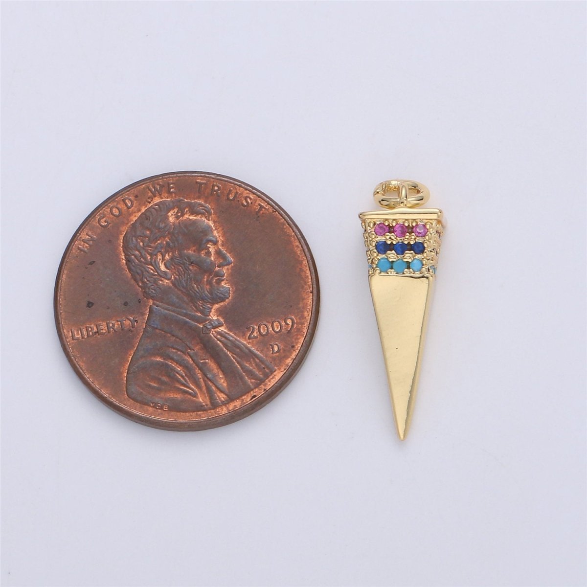 Dainty Gold Spike Charms Drop Pendulum Pendant Micro Pave Charm Minimalist Jewelry Supplies Findings for Necklace Earring Components,C-921