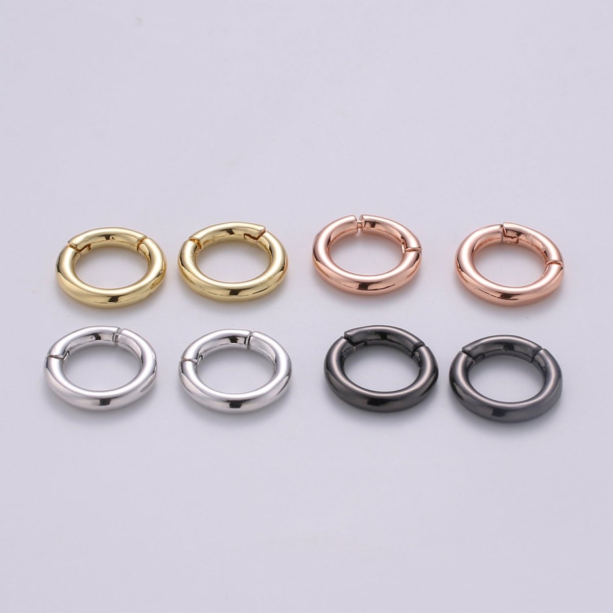 Dainty Gold Spring Gate Ring, Pull Gate ring, 12mm Round Circle Ring, Charm Holder 14K Gold Filled Clasp for Charm Holder Connector K-892 to K-895 L-083
