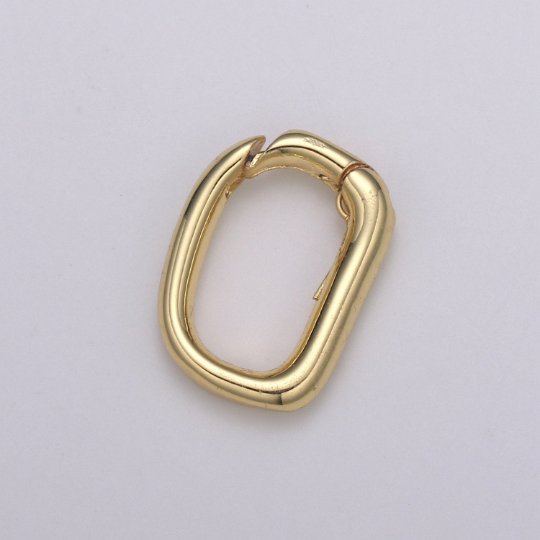 Dainty Gold Spring Gate Ring, Push Gate ring, 12x9mm Oval Ring Gold Filled Clasp for Charm Holder Connector  K-435