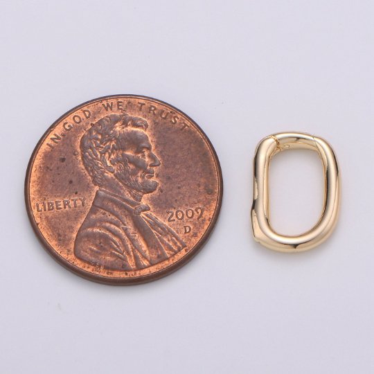 Dainty Gold Spring Gate Ring, Push Gate ring, 12x9mm Oval Ring Gold Filled Clasp for Charm Holder Connector  K-435
