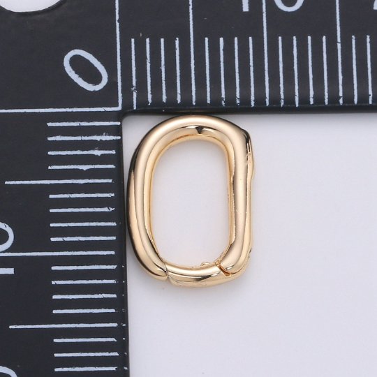 Dainty Gold Spring Gate Ring, Push Gate ring, 12x9mm Oval Ring Gold Filled Clasp for Charm Holder Connector  K-435