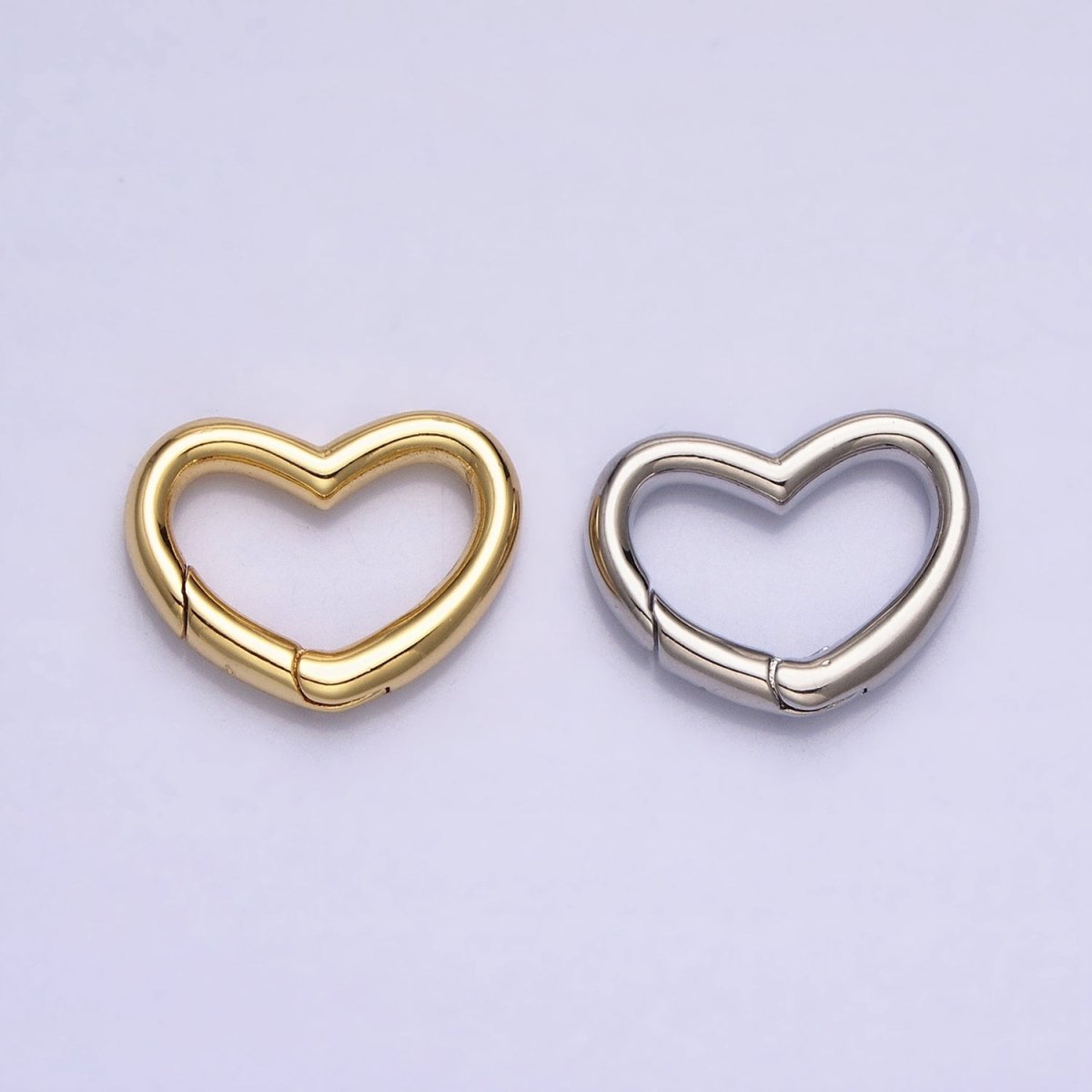 Dainty Gold Spring Gate Ring, Push Gate ring, 16.6x13mm Heart Clasp Charm Holder Gold SilverClasp for Link Chain Connector Z-173 Z-174