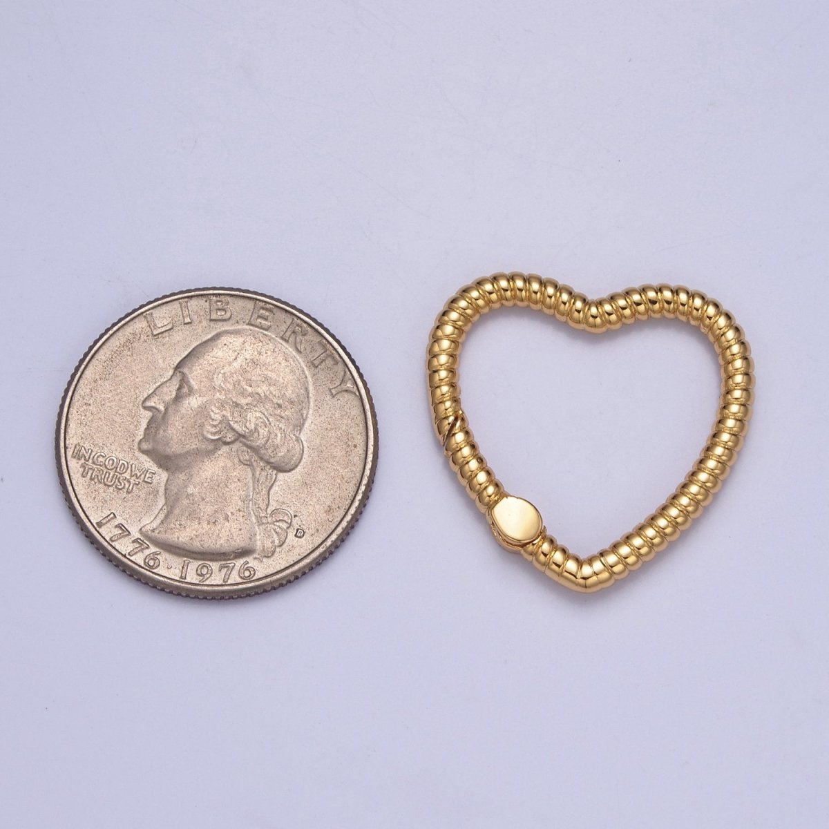 Dainty Gold Spring Heart Gate Ring, Push Gate Clasp Charm Holder 14K Gold Filled Clasp for Charm Holder Connector L-725 L-726