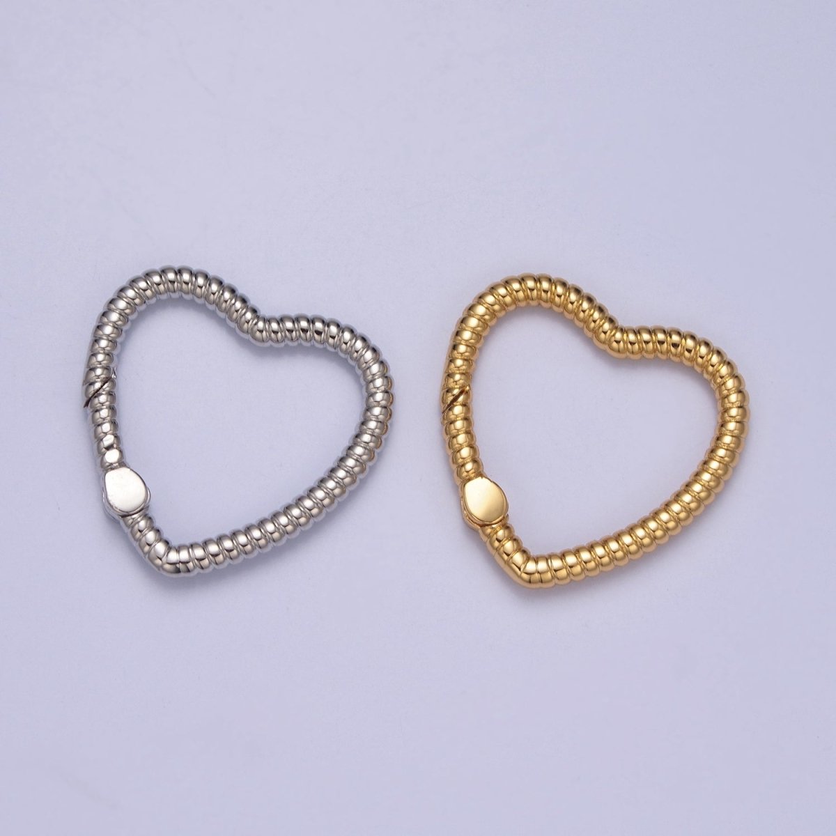 Dainty Gold Spring Heart Gate Ring, Push Gate Clasp Charm Holder 14K Gold Filled Clasp for Charm Holder Connector L-725 L-726