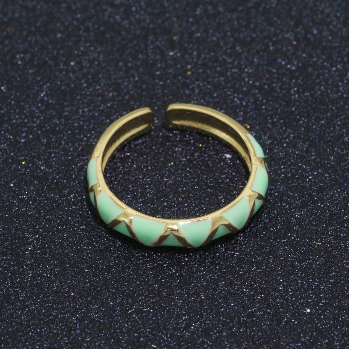 Dainty Gold Stackable Enamel Ring Bohemian Colorful Rainbow Band Open Adjustable S-120 ~ S-129