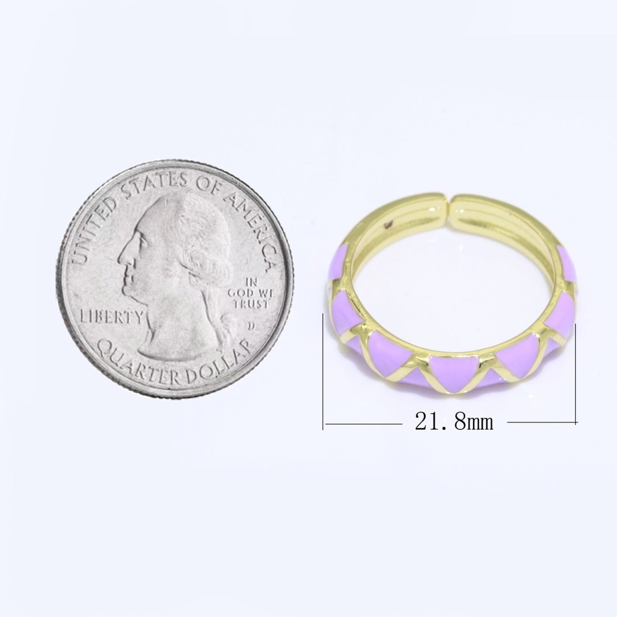 Dainty Gold Stackable Enamel Ring Bohemian Colorful Rainbow Band Open Adjustable S-120 ~ S-129