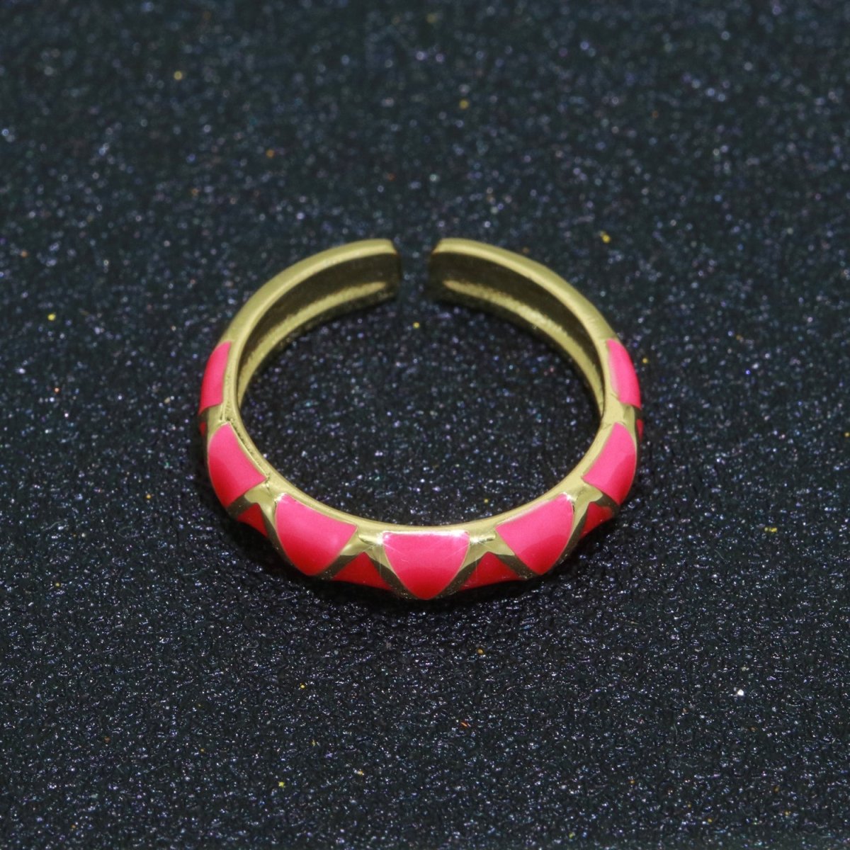 Dainty Gold Stackable Enamel Ring Bohemian Colorful Rainbow Band Open Adjustable S-120 ~ S-129