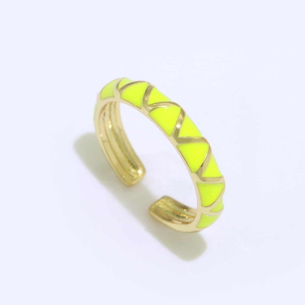 Dainty Gold Stackable Enamel Ring Bohemian Colorful Rainbow Band Open Adjustable S-120 ~ S-129