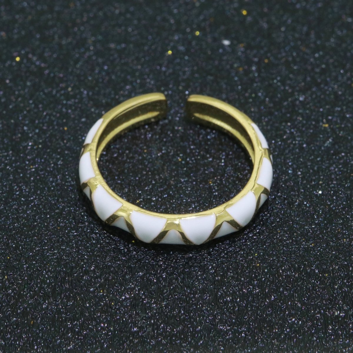 Dainty Gold Stackable Enamel Ring Bohemian Colorful Rainbow Band Open Adjustable S-120 ~ S-129