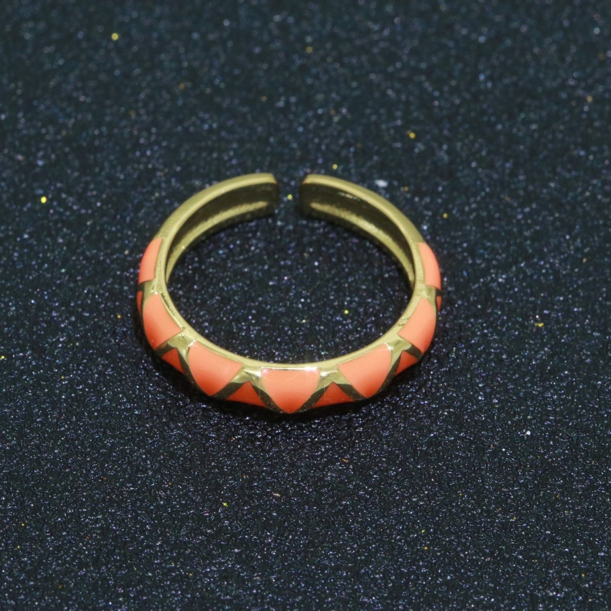 Dainty Gold Stackable Enamel Ring Bohemian Colorful Rainbow Band Open Adjustable S-120 ~ S-129