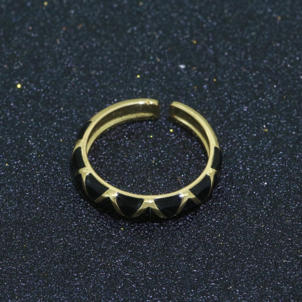 Dainty Gold Stackable Enamel Ring Bohemian Colorful Rainbow Band Open Adjustable S-120 ~ S-129