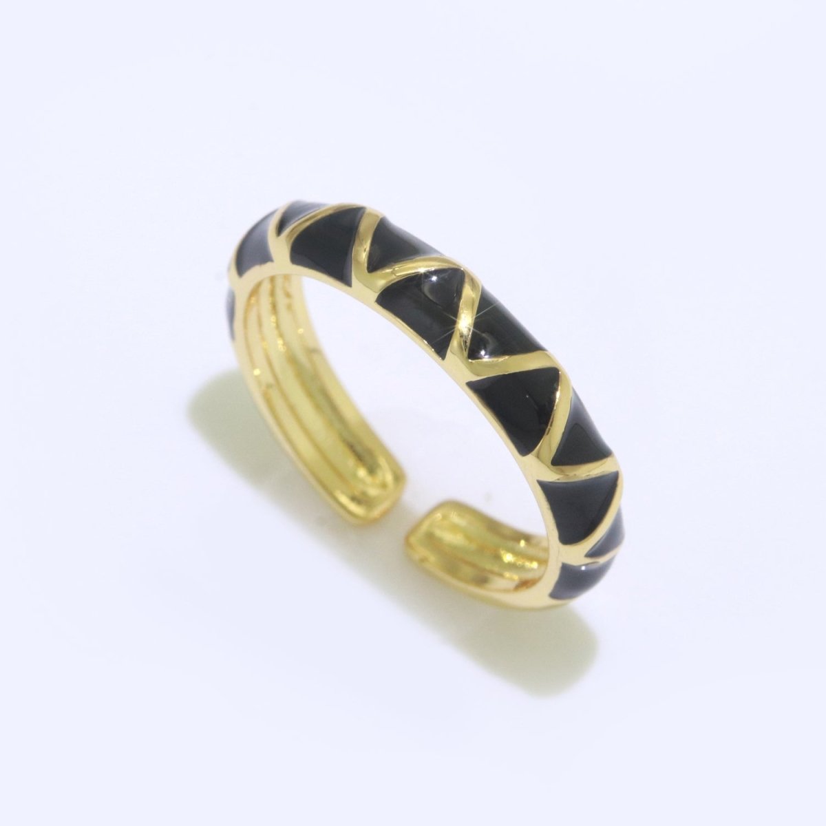 Dainty Gold Stackable Enamel Ring Bohemian Colorful Rainbow Band Open Adjustable S-120 ~ S-129