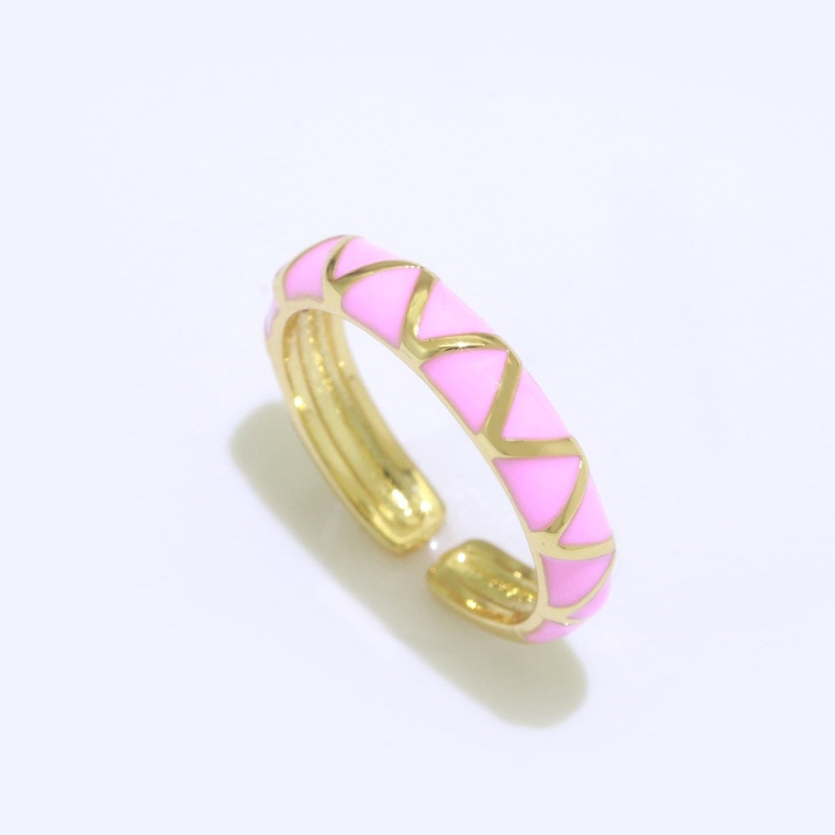 Dainty Gold Stackable Enamel Ring Bohemian Colorful Rainbow Band Open Adjustable S-120 ~ S-129
