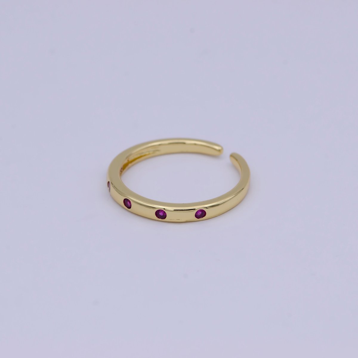 Dainty Gold Stacking Ring, Gold Minimalist CZ Ring, Simple Open Adjustable Thin Ring, Gift for Her, Delicate Ring U-485 ~ U-489