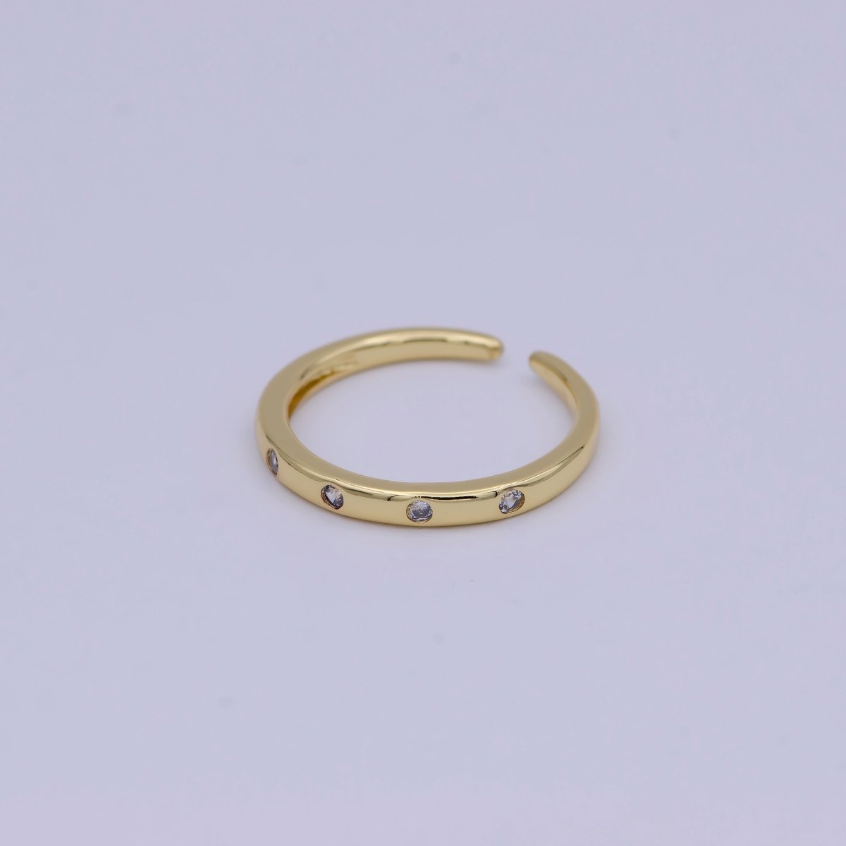 Dainty Gold Stacking Ring, Gold Minimalist CZ Ring, Simple Open Adjustable Thin Ring, Gift for Her, Delicate Ring U-485 ~ U-489