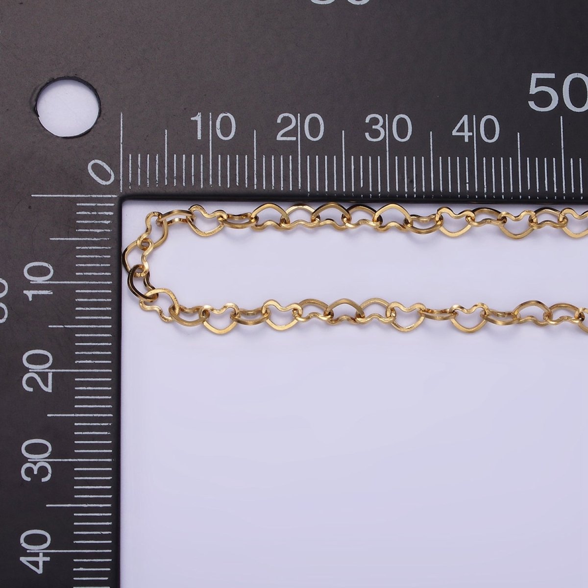 Dainty Gold Stainless Steel Heart Chain by Yard Soldered Closed 3mm links | ROLL-1474 - DLUXCA