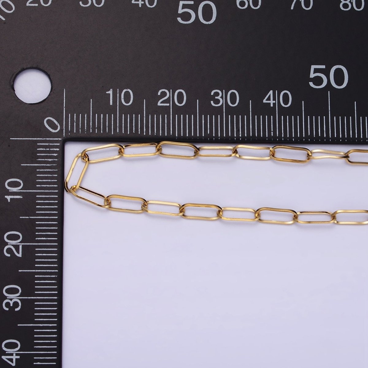 Dainty Gold Stainless Steel Paperclip Chain by Yard Soldered Closed 3mm links | ROLL-1472 - DLUXCA
