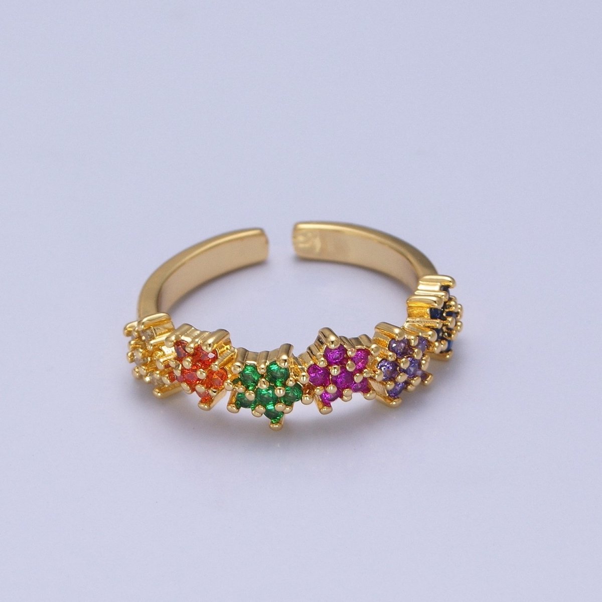 Dainty Gold Star Ring Multi Color Cz Ring O-2133 - DLUXCA