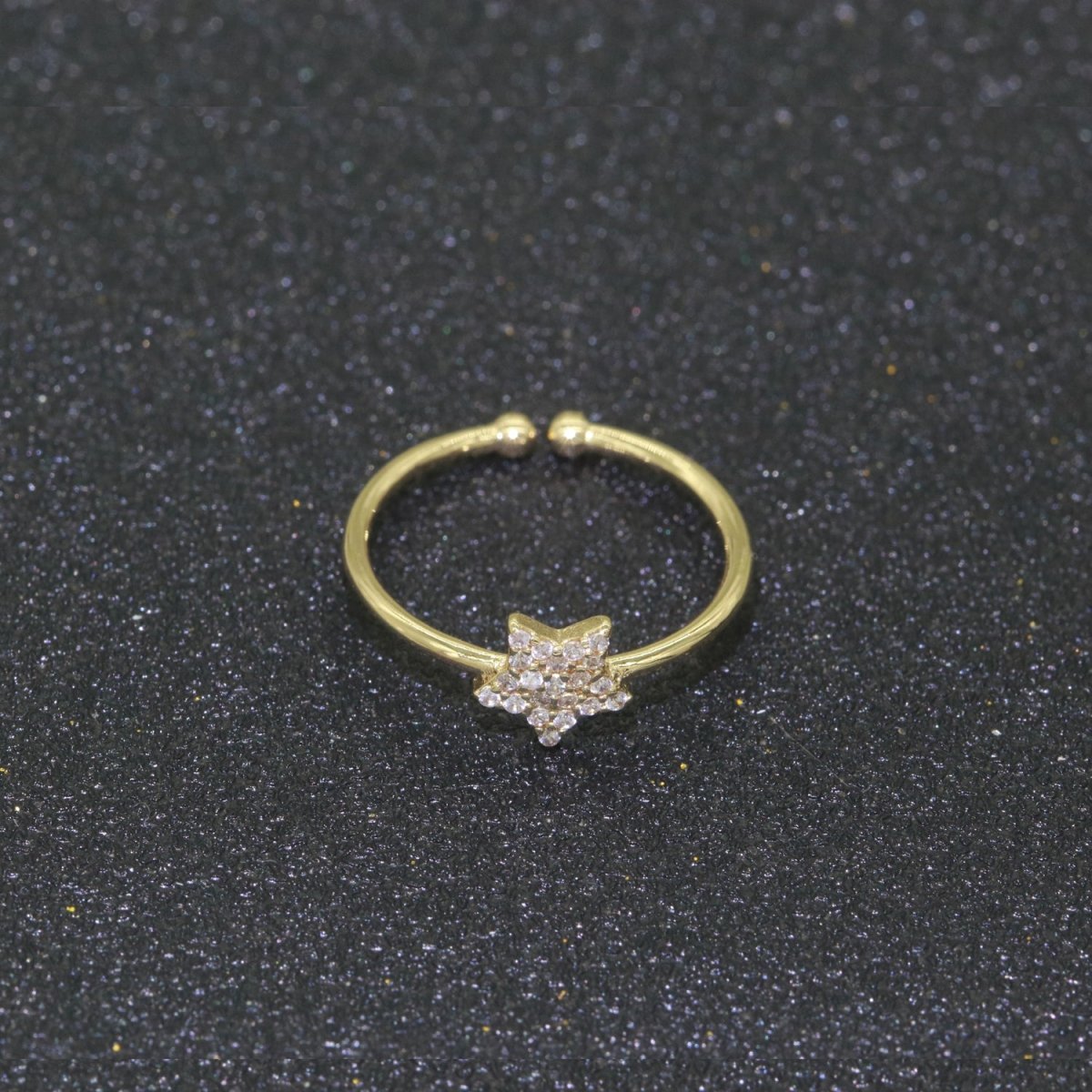 Dainty Gold Star Stacking Ring - minimalist dainty everyday delicate ring, thin knuckle ring, midi ring Open Adjustable Celestial Ring O-362