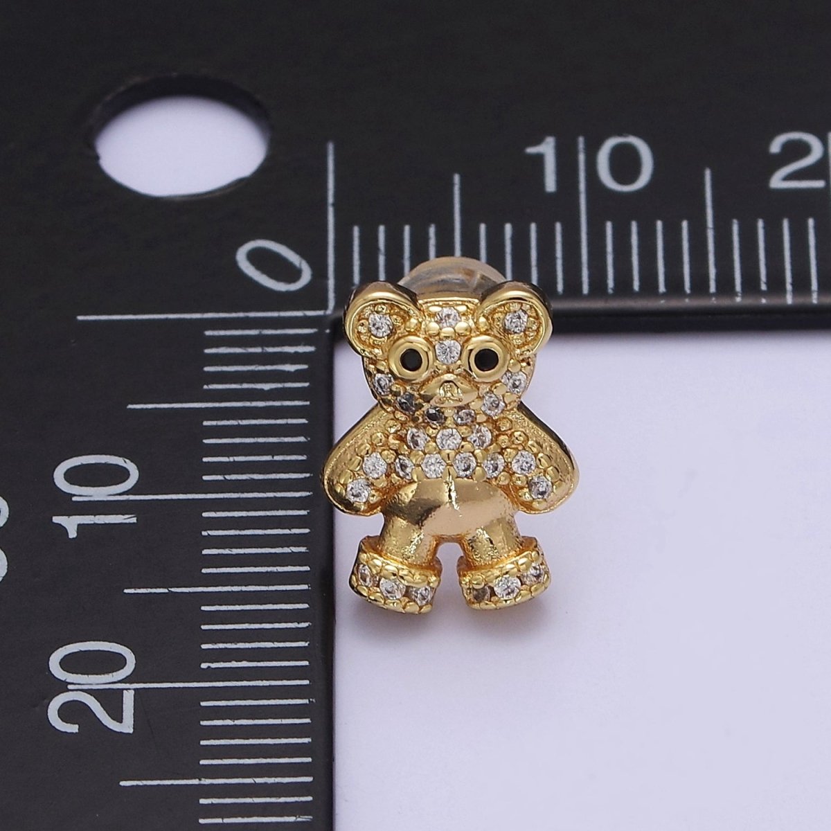Dainty Gold Teddy Bear Stud Earrings V-119 - DLUXCA
