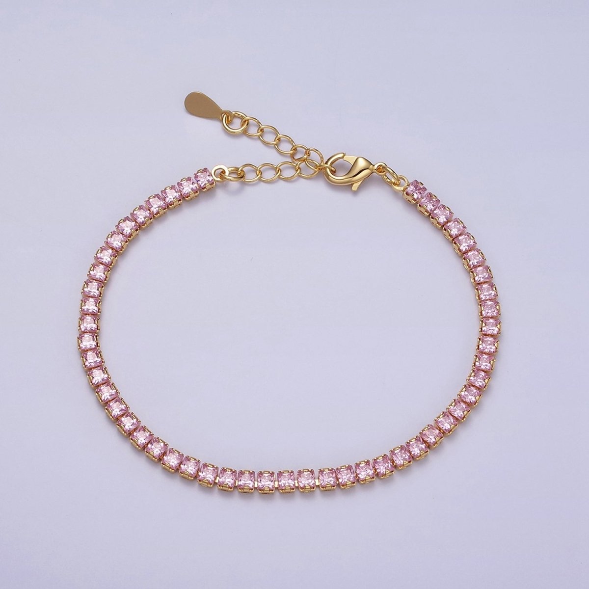 Dainty Gold Tennis Bracelet Clear Pink Green Cubic Zirconia Tennis Bracelet Minimalist Jewelry | WA-1797 - WA-1802