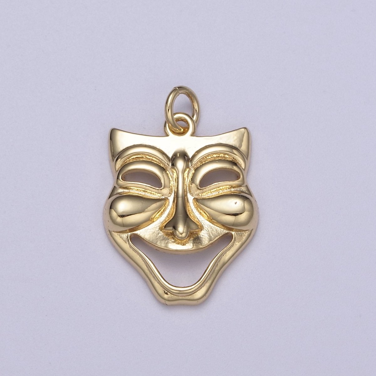 Dainty Gold Theater Mask Charm Drama Play Art Comedy Charm Cameo Inspired Gift C-344 - DLUXCA