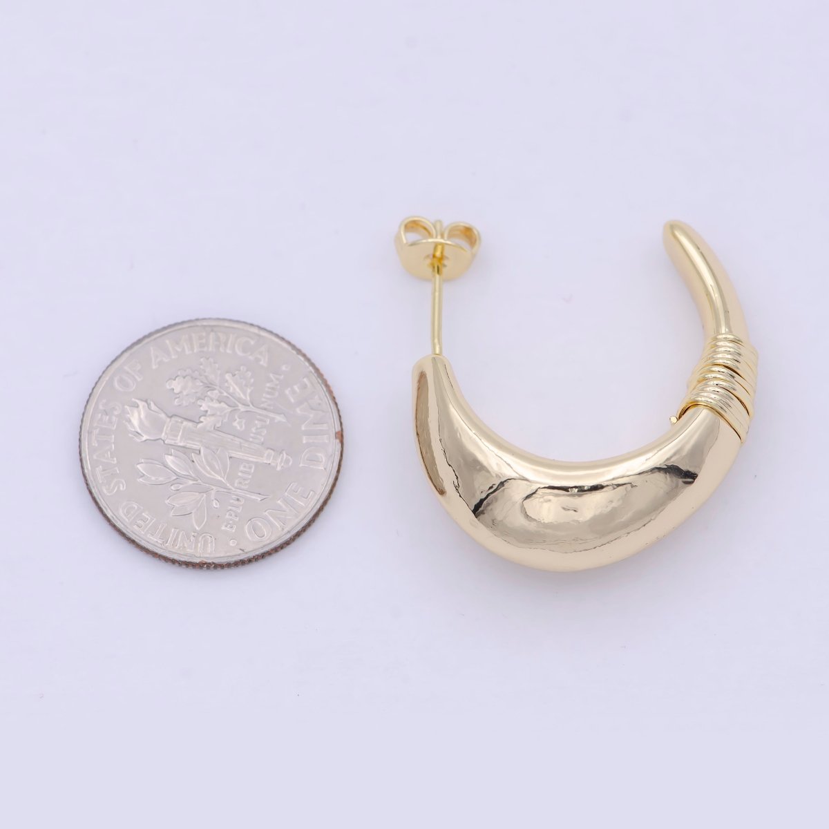 Dainty Gold Tusk Hoop Earring Bohemian Boho Inspired Jewelry T-018 - DLUXCA