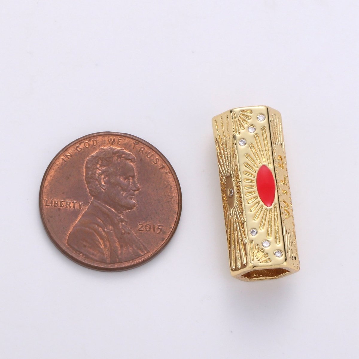 Dainty Golden Beads Tube Wild Writings CZ Plain Gold Filled Geometric Tube Accessories/Jewelry Making Beads B392 - DLUXCA