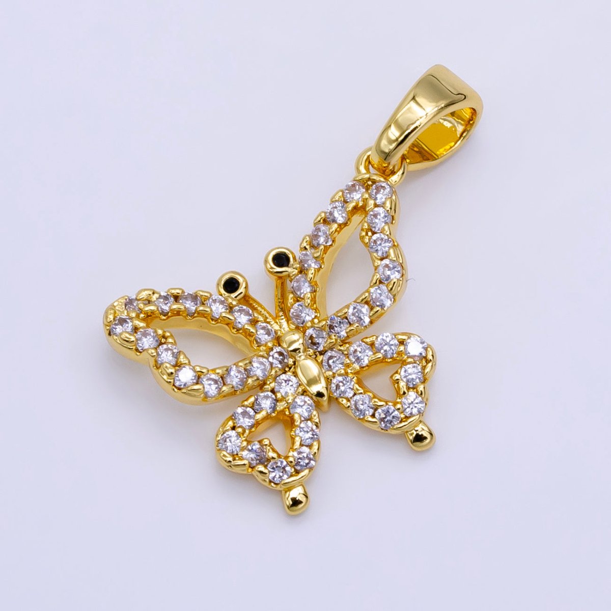 Dainty Golden Butterfly Monarch Charm CZ Mariposa Animal Nature Micro Pave Charm Pendant C-388