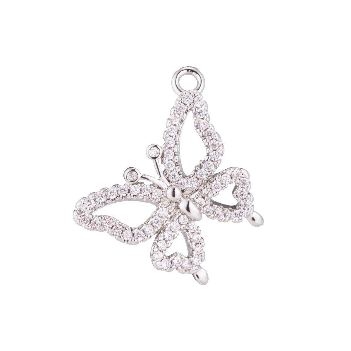 Dainty Golden Butterfly Monarch Charm CZ Mariposa Animal Nature Micro Pave Charm Pendant C-388