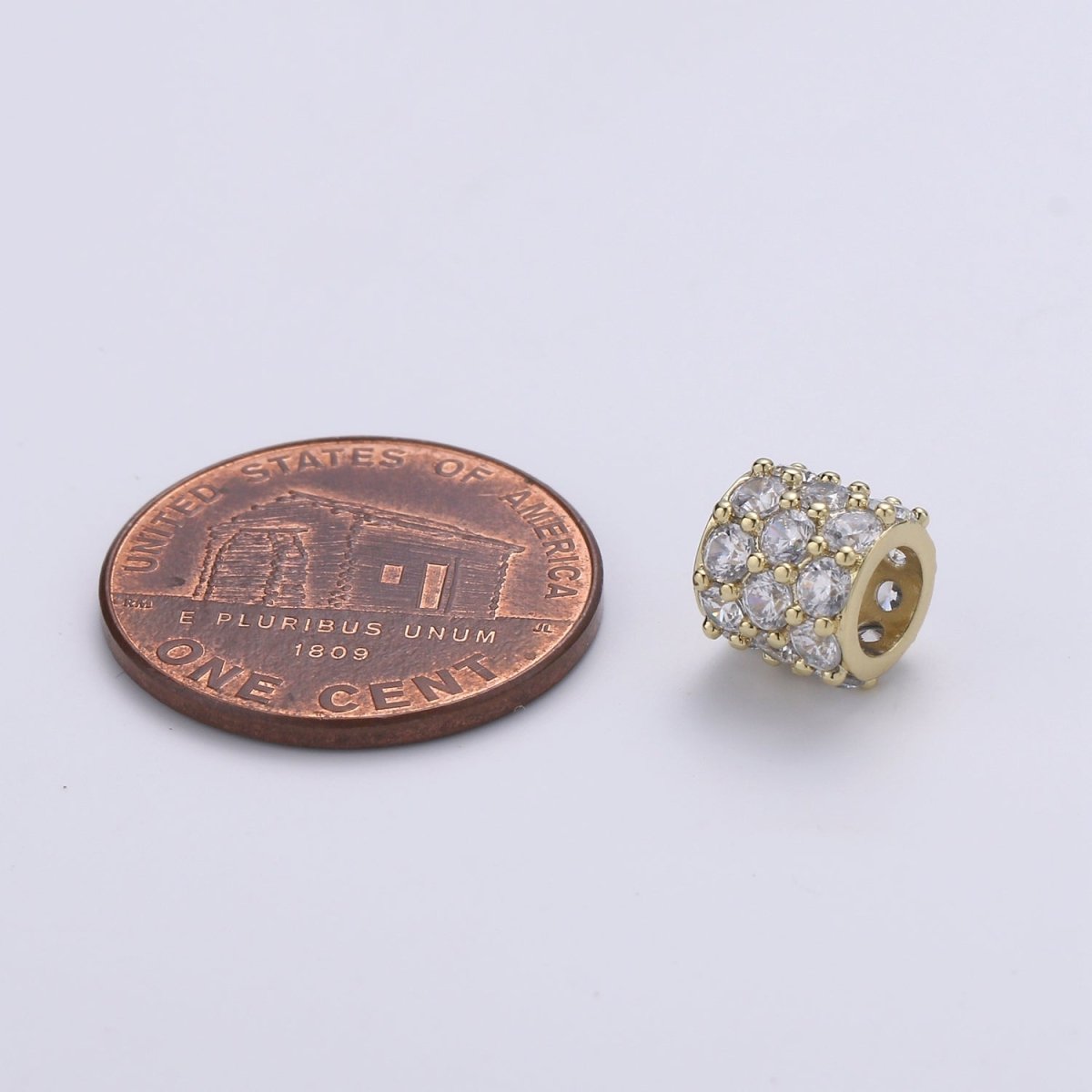 Dainty Golden Circle Roll Beads CZ Gold Filled Geometric Round Roll Jewelry Making Beads B-332 - DLUXCA