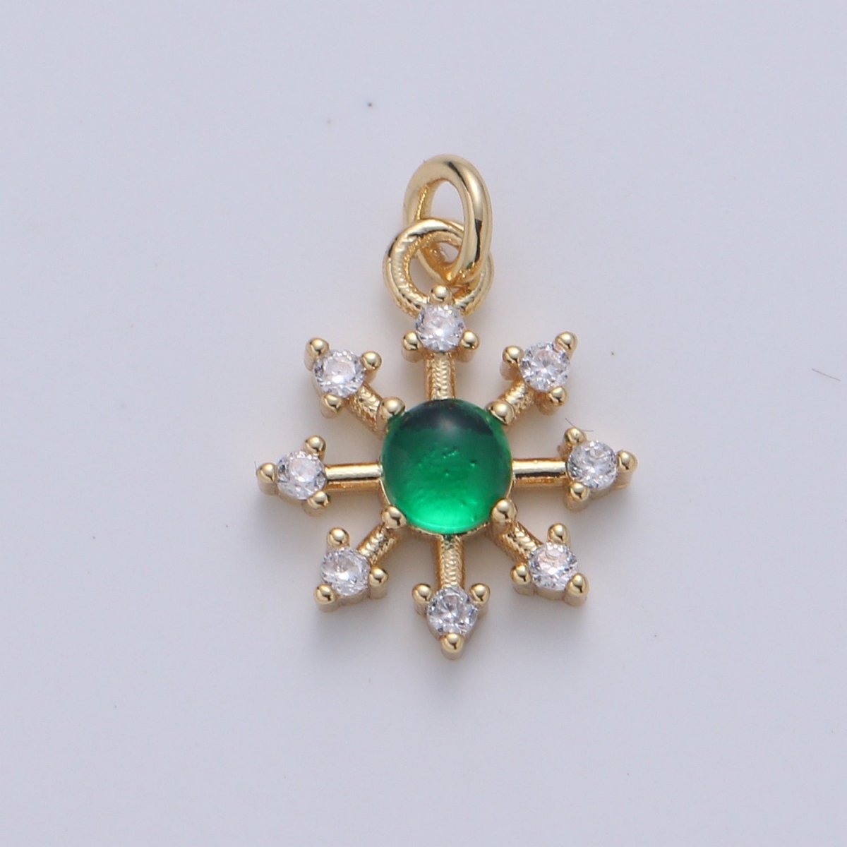 Dainty Golden Flower Petal Charm CZ Tiny Gold Plated Floral Nature Charm Pendant GP-691