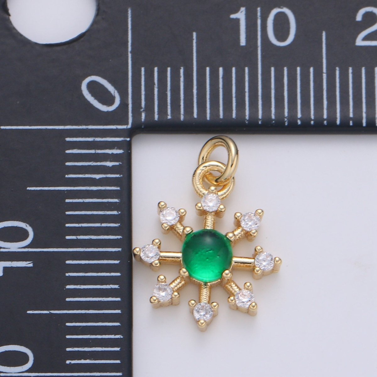 Dainty Golden Flower Petal Charm CZ Tiny Gold Plated Floral Nature Charm Pendant GP-691