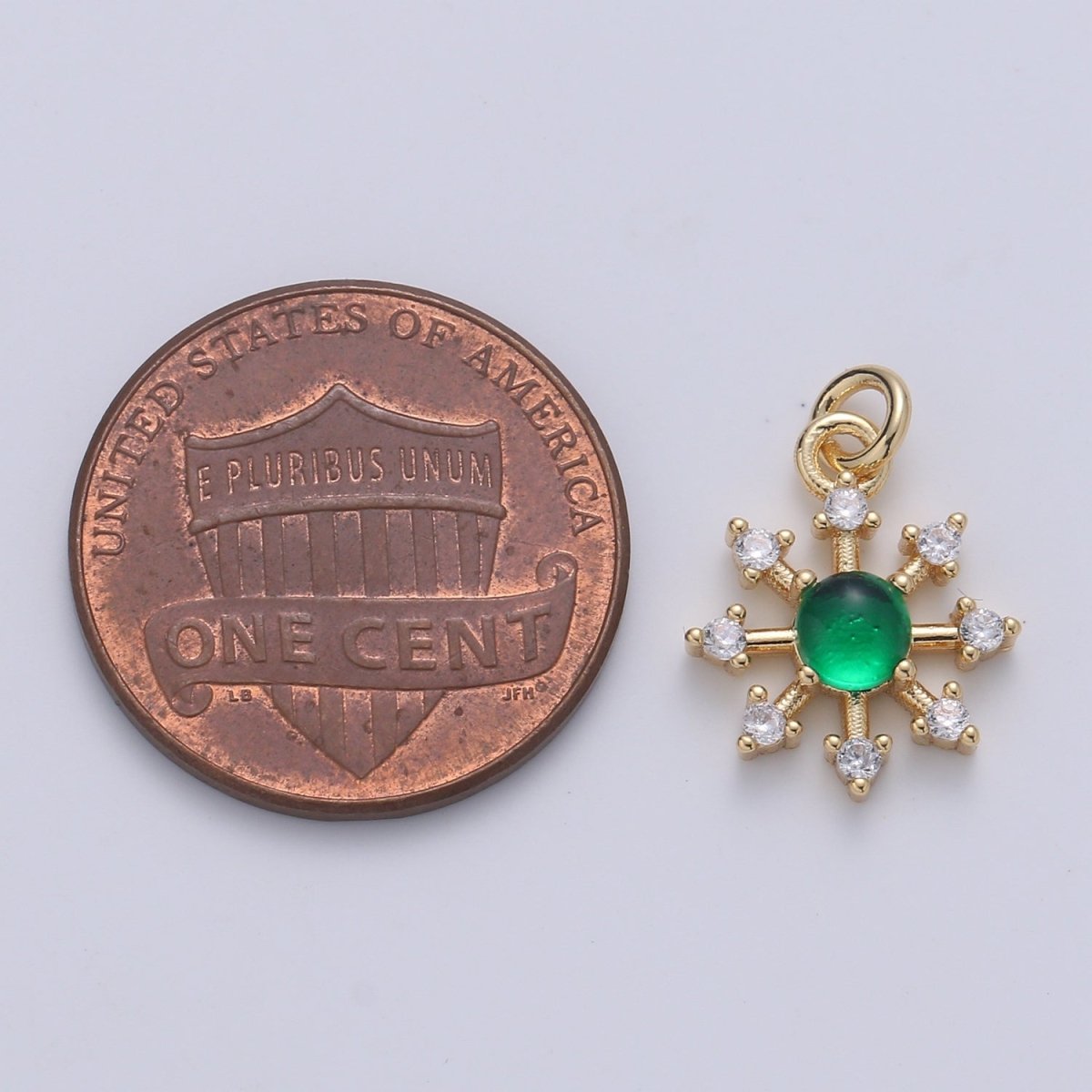Dainty Golden Flower Petal Charm CZ Tiny Gold Plated Floral Nature Charm Pendant GP-691