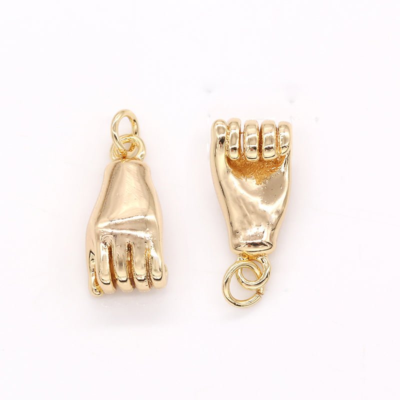 Dainty Golden Hand Glove Charm, Plain Gold Plated Pinky Promised Helping Hand Charm Pendant GP-375 - DLUXCA