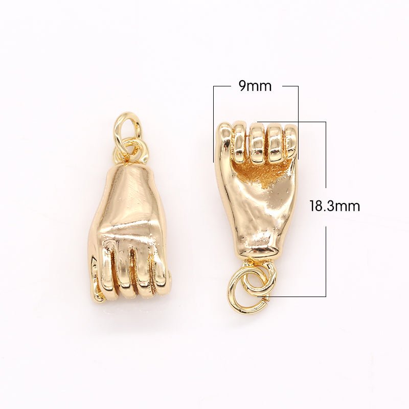 Dainty Golden Hand Glove Charm, Plain Gold Plated Pinky Promised Helping Hand Charm Pendant GP-375 - DLUXCA