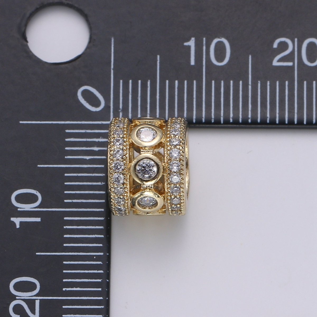 Dainty Gold Tube Bead Spacer Micro Pave CZ Gold Filled Beads B-355