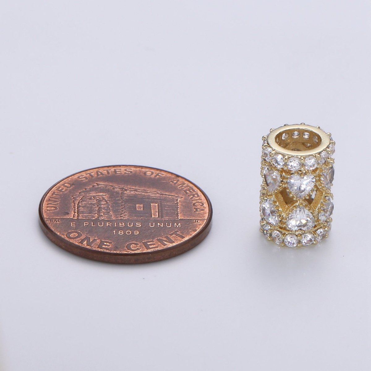 Dainty Golden Tube Beads Roll CZ Gold Filled Geometric Jewelry Making Beads B-352 - DLUXCA