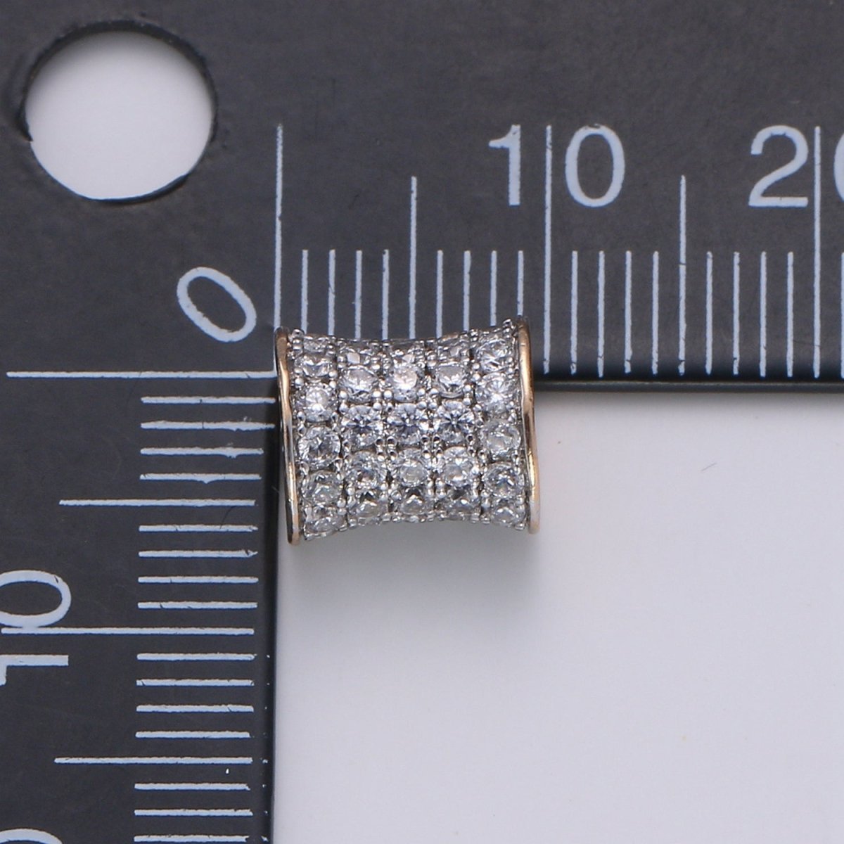 Dainty Golden Tube with Crystal Roll Beads CZ Gold Filled Mini Geometric Micro Pave Jewelry Making Beads B362 - DLUXCA