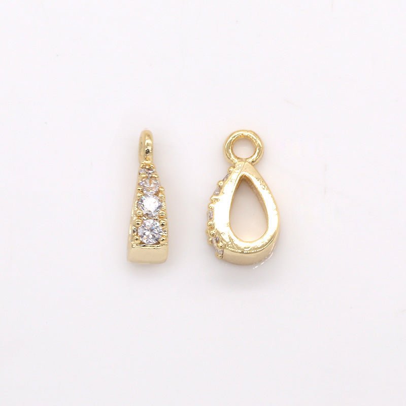 Dainty Golden Zirconia Teardrop Charms CZ Oval Geometric Shape Teardrop Charm Pendant GP-352