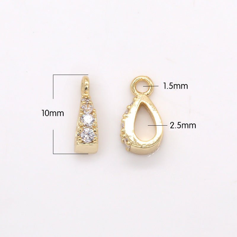 Dainty Golden Zirconia Teardrop Charms CZ Oval Geometric Shape Teardrop Charm Pendant GP-352