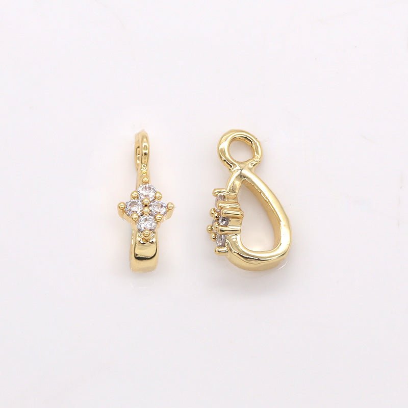 Dainty Golden Zirconia Teardrop Charms CZ Oval Geometric Shape Teardrop Charm Pendant GP-356