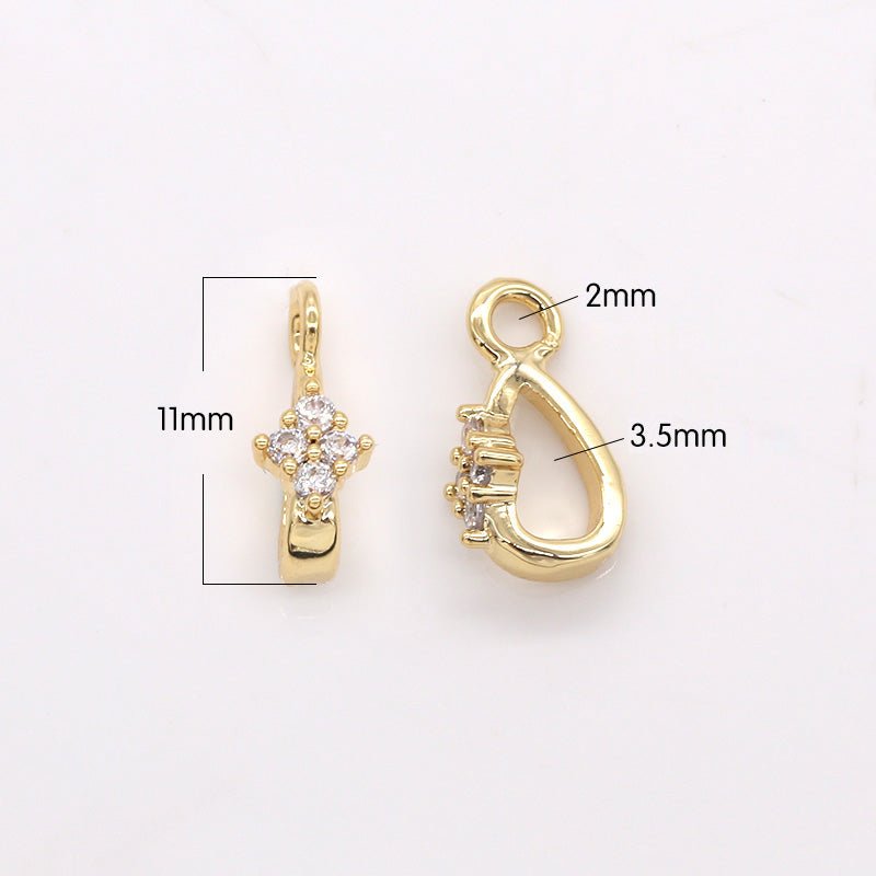 Dainty Golden Zirconia Teardrop Charms CZ Oval Geometric Shape Teardrop Charm Pendant GP-356