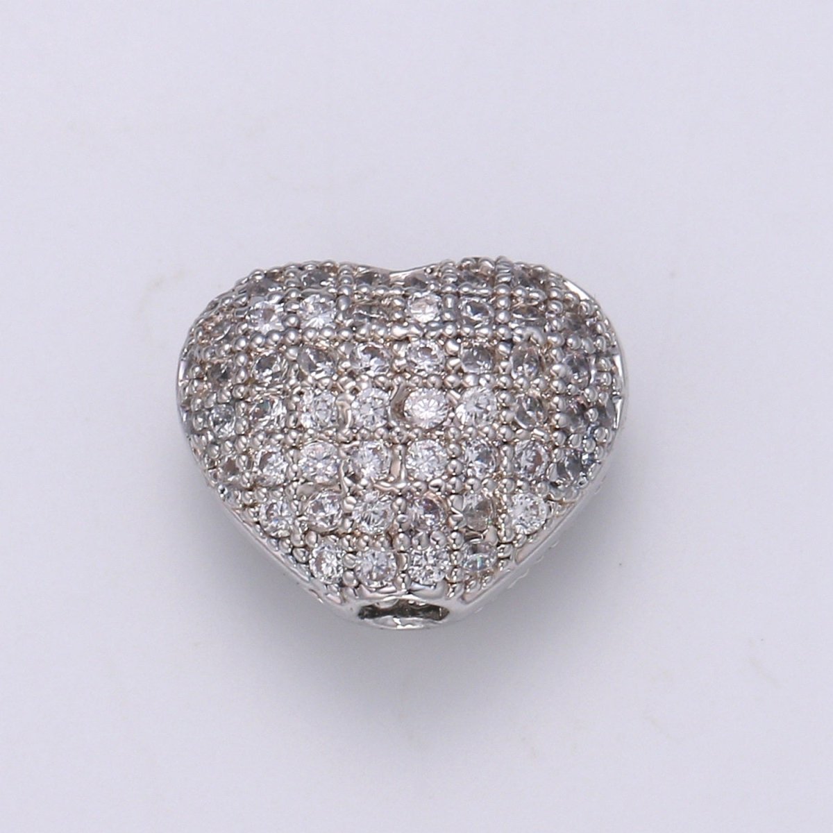 Dainty Gold/Silver Heart Supplies CZ Geometric Mini Love Heart Micro Pave Jewelry Supply Component GP-1062