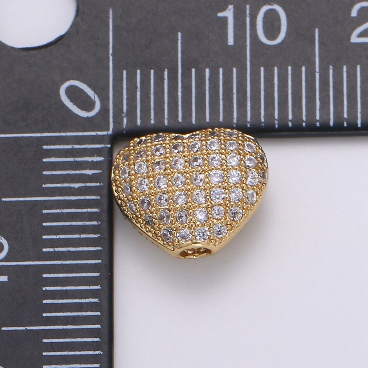Dainty Gold/Silver Heart Supplies CZ Geometric Mini Love Heart Micro Pave Jewelry Supply Component GP-1062