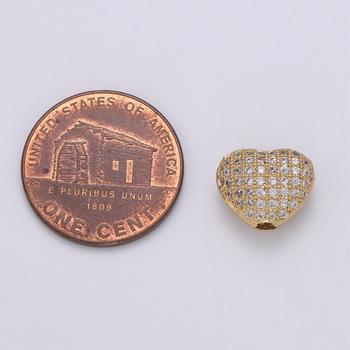 Dainty Gold/Silver Heart Supplies CZ Geometric Mini Love Heart Micro Pave Jewelry Supply Component GP-1062