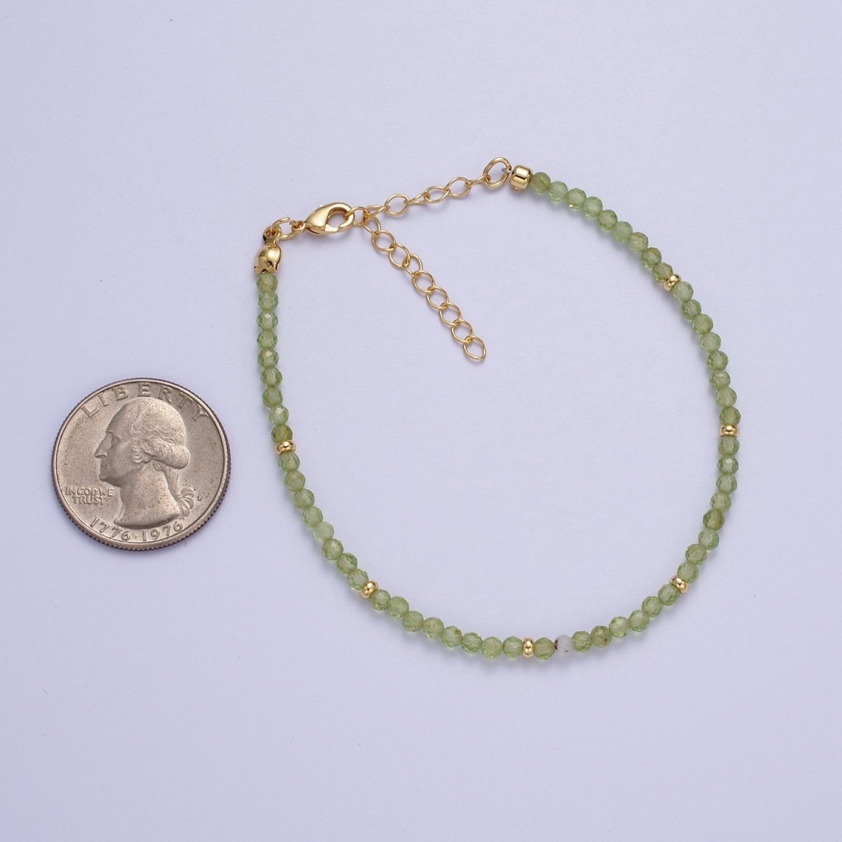 Dainty Green Aventurine, Prehnite Bead Bracelet 7 inch 2 inch extender | WA-1198 WA-1197 Clearance Pricing