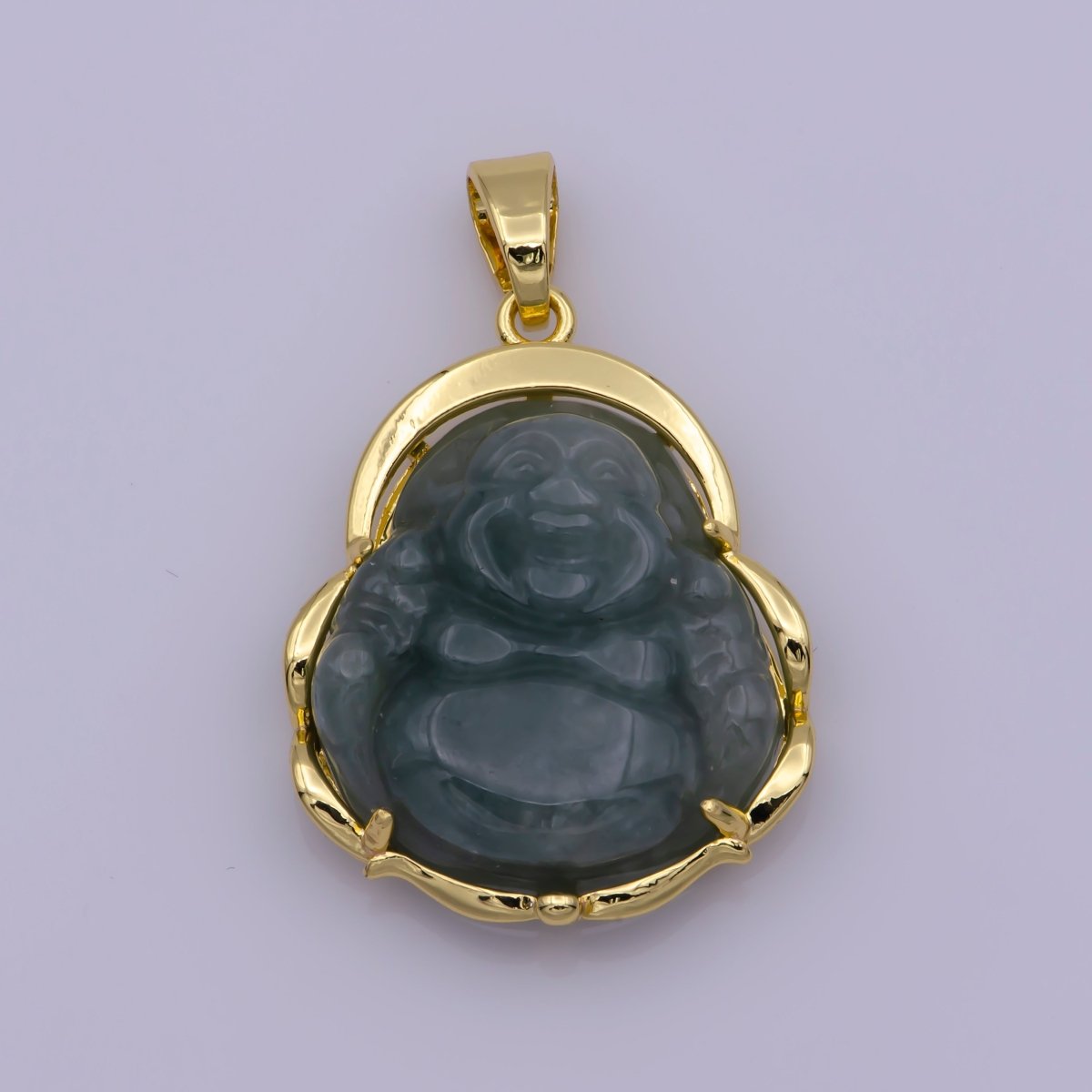 Dainty Green Jade Buddha Pendant Laughing Buddha Charm Lucky Amulet Protection Religious Jewelry Making AH-342 AH-343