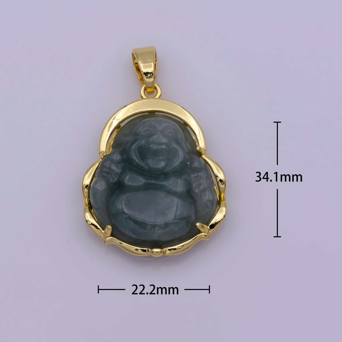 Dainty Green Jade Buddha Pendant Laughing Buddha Charm Lucky Amulet Protection Religious Jewelry Making AH-342 AH-343