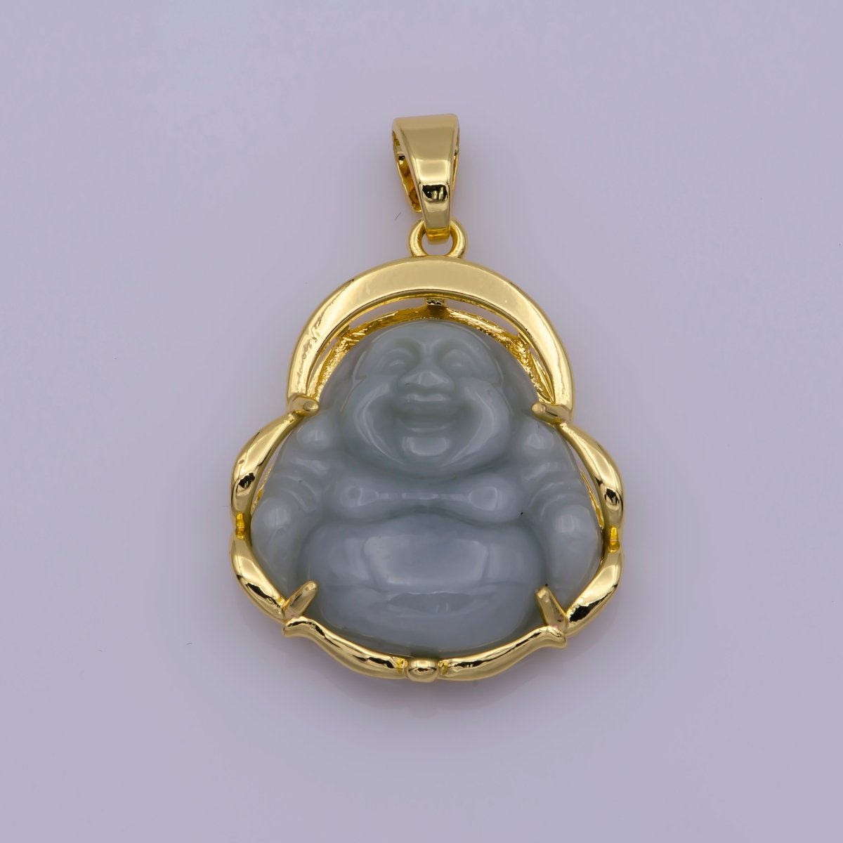 Dainty Green Jade Buddha Pendant Laughing Buddha Charm Lucky Amulet Protection Religious Jewelry Making AH-342 AH-343